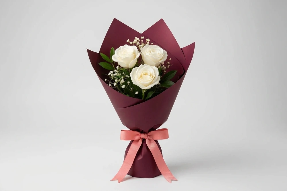 Buquê 3 Rosas Brancas