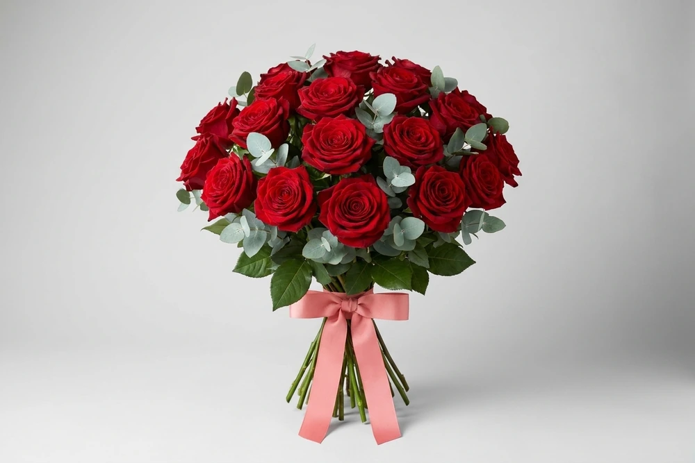 Paixão Real: Buquê de 24 rosas Colombianas com embrulho preto real