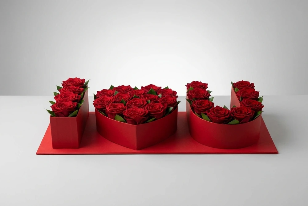 Love Box com Rosas Vermelhas e Chocolate