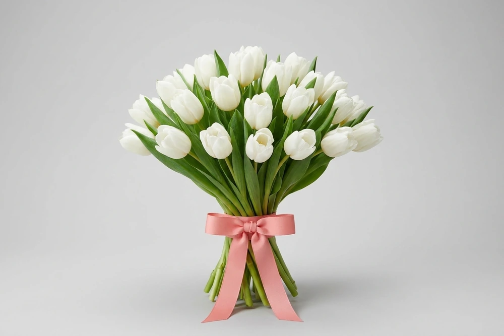 Buquê de Noiva com Tulipas Brancas – Elegância Clássica