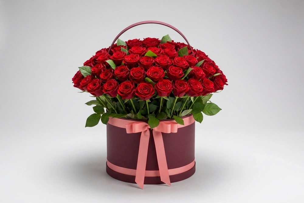 Cesta com 40 Rosas Vermelhas