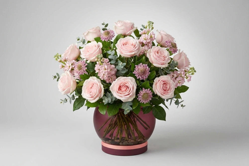 Arranjo de Rosas Cor de Rosa - Beleza Romântica
