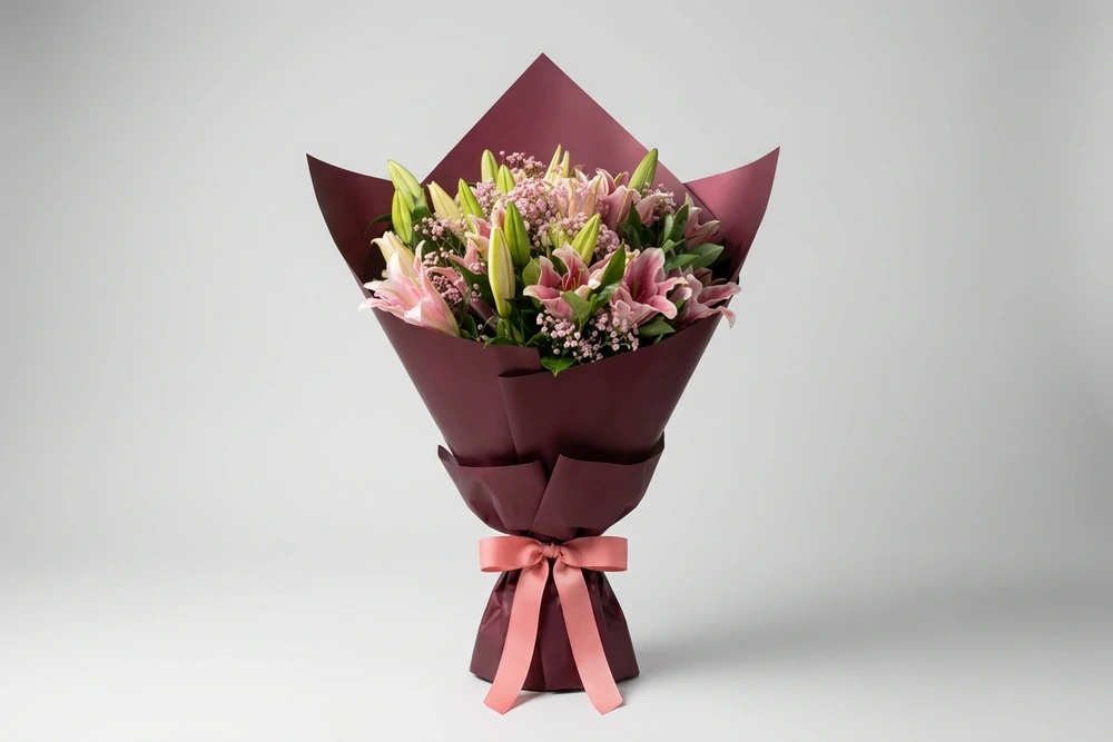 Buquê Grande de Lírios Rosas Premium