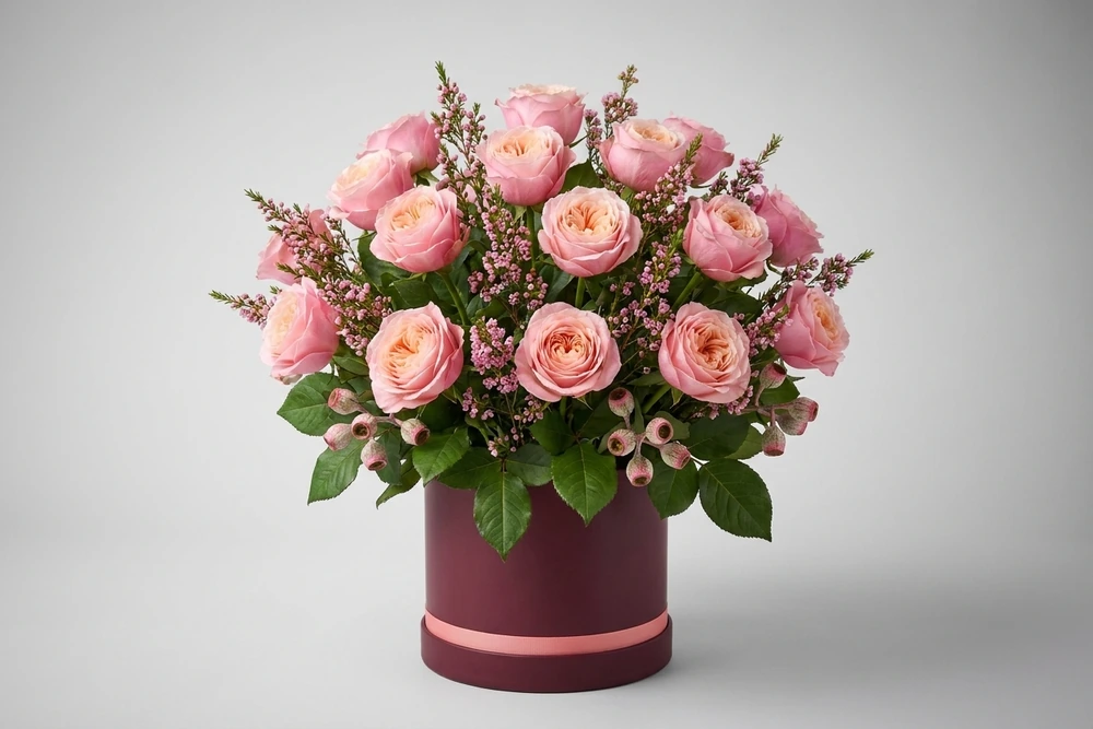 Arranjo Artificial de Rosas Rosé Elegantes