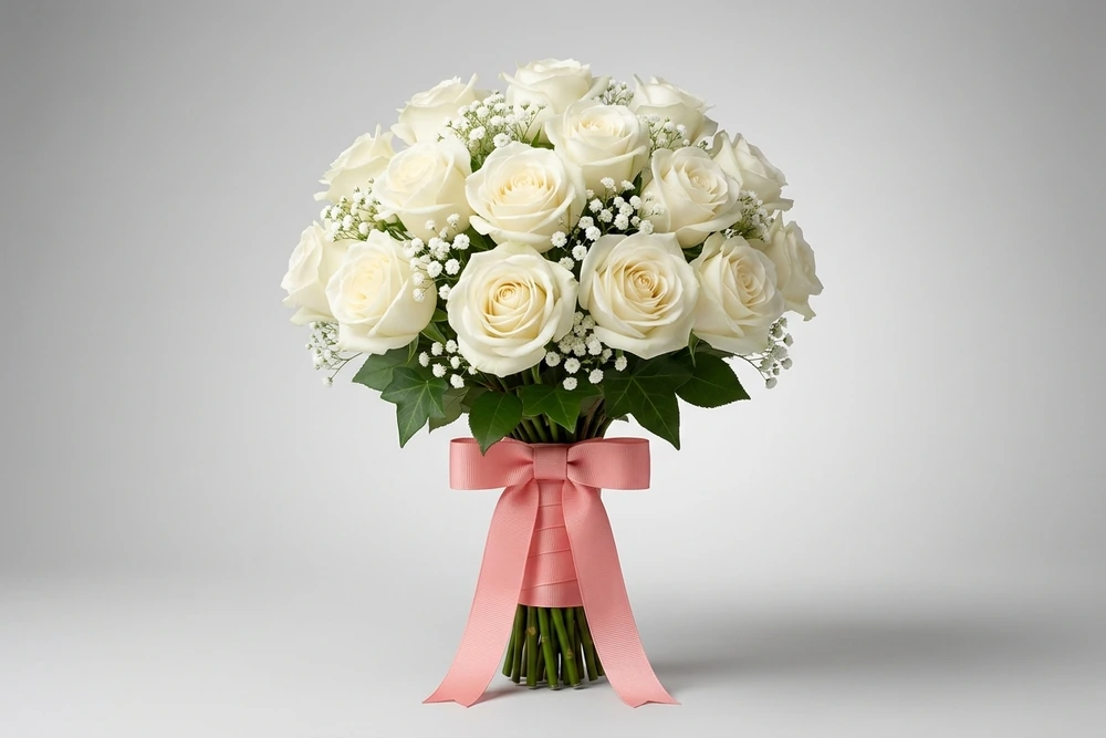 Buquê Clássico de Rosas Brancas para Noivas
