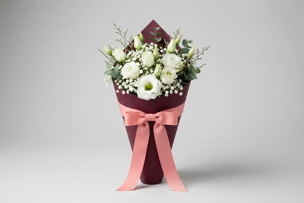 Buquê de Lisianthus Branco - Sofisticação e Pureza