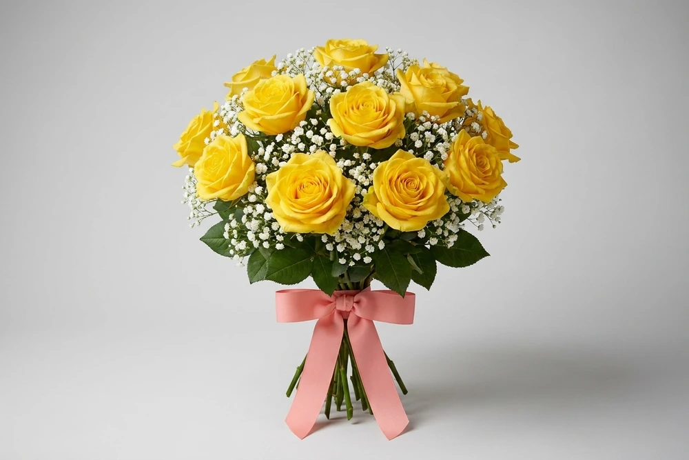 Buquê 12 Rosas Amarelas