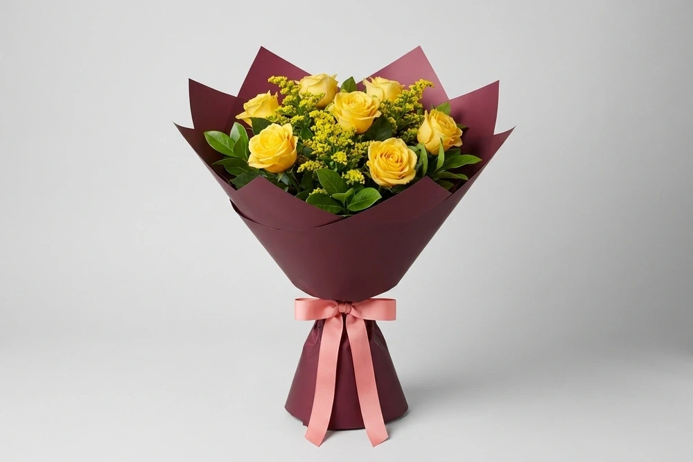 Buquê 8 Rosas Amarelas