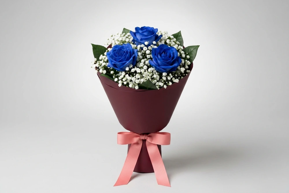 Buquê 3 Rosas Azuis