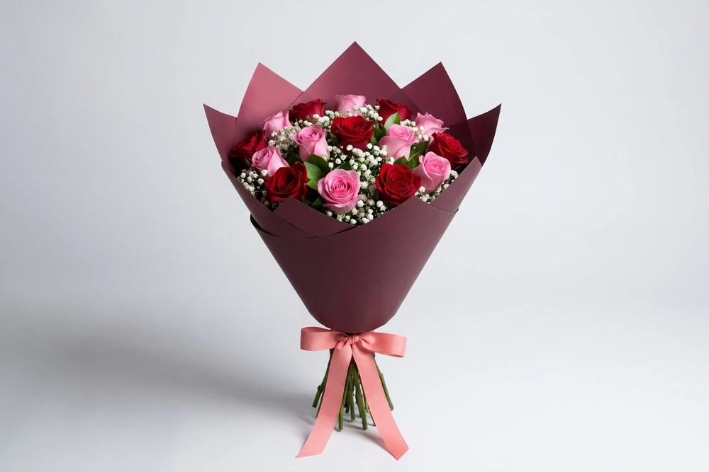 Espírito do Amor e da Romantismo: Buquê de Rosas Vermelhas e Rosas