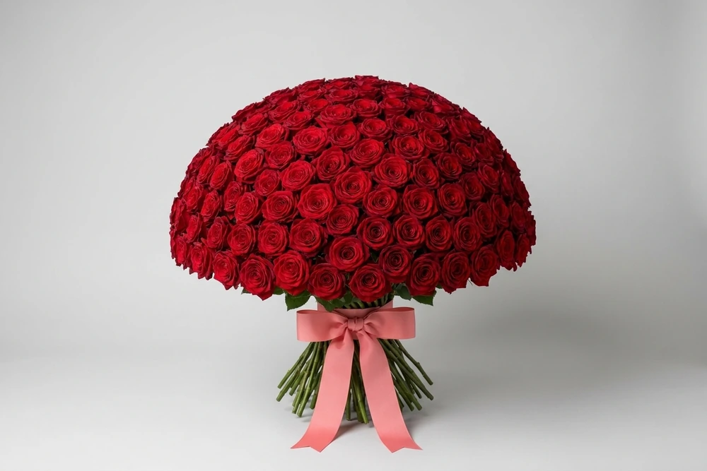 Buquê Premium com 300 Rosas Vermelhas Colombianas