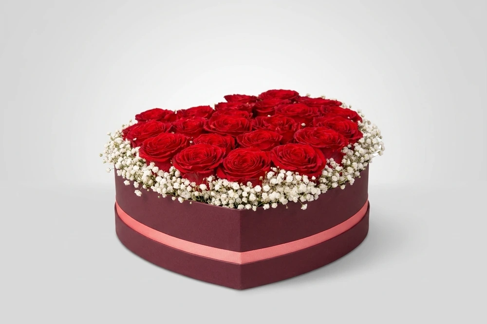 Caixa Coração Rosas Colombianas