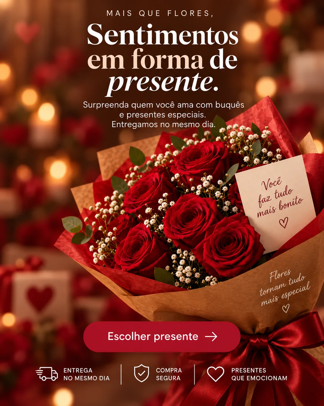 Faça o dia dela ou dele muito melhor com flores e entrega no mesmo dia